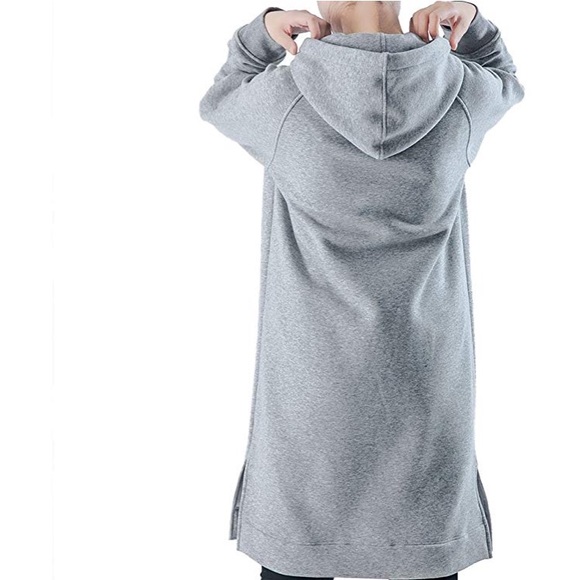 Oyeahgirl Long Style Pullover Gray Hoodie Size Large - Picture 3 of 7